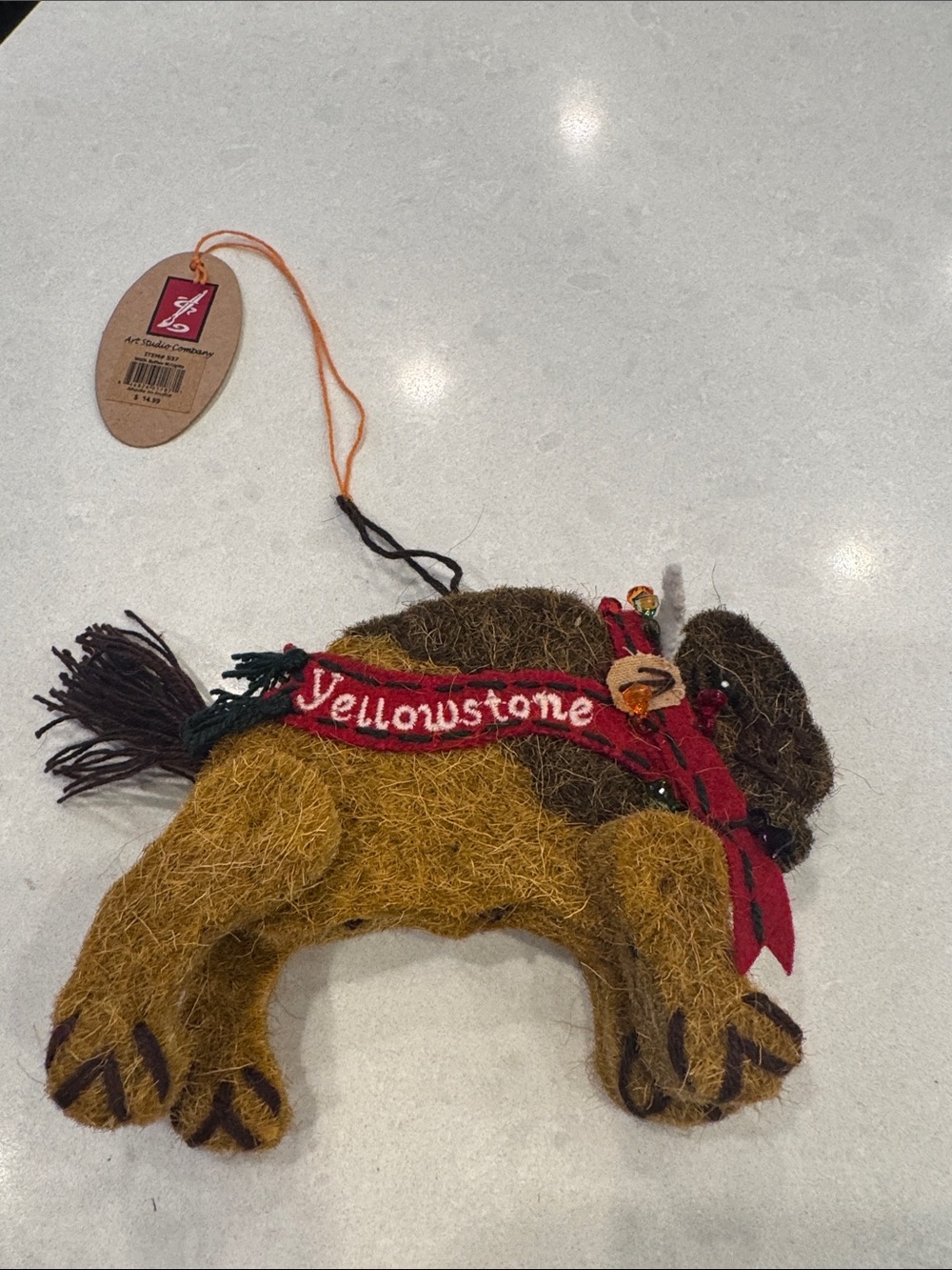 Yellowstone Buffalo Hanging Ornament - Tan & Brown great gift. Moving legs